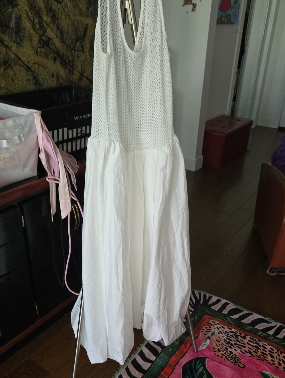 Balloon Hem White Tank Maxi Dress.